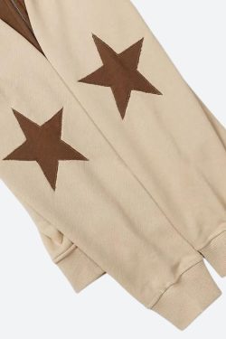 Y2K Star Patch Zip-Up Hoodie