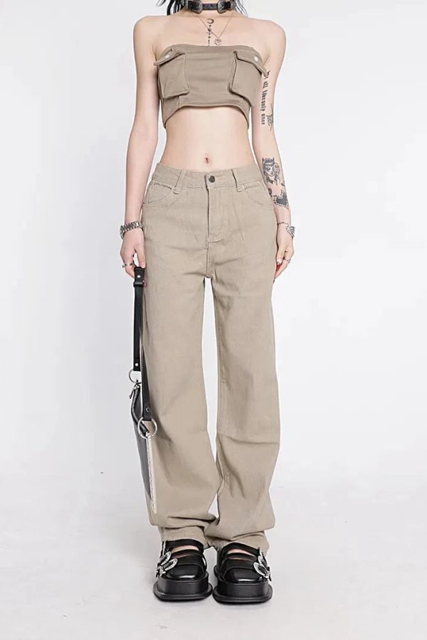 Y2K Star Pockets High Waist Jeans