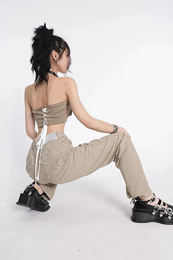 Y2K Star Pockets High Waist Jeans