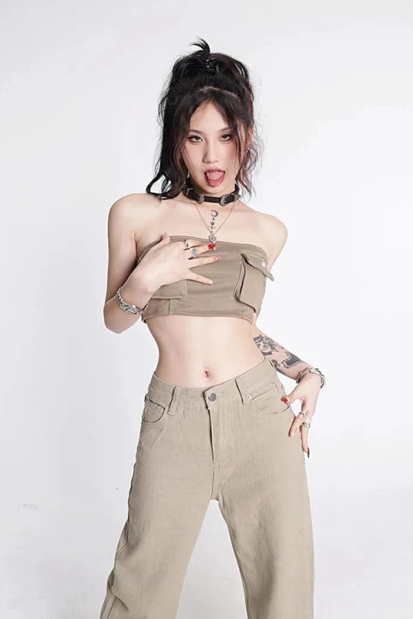 Y2K Star Pockets High Waist Jeans