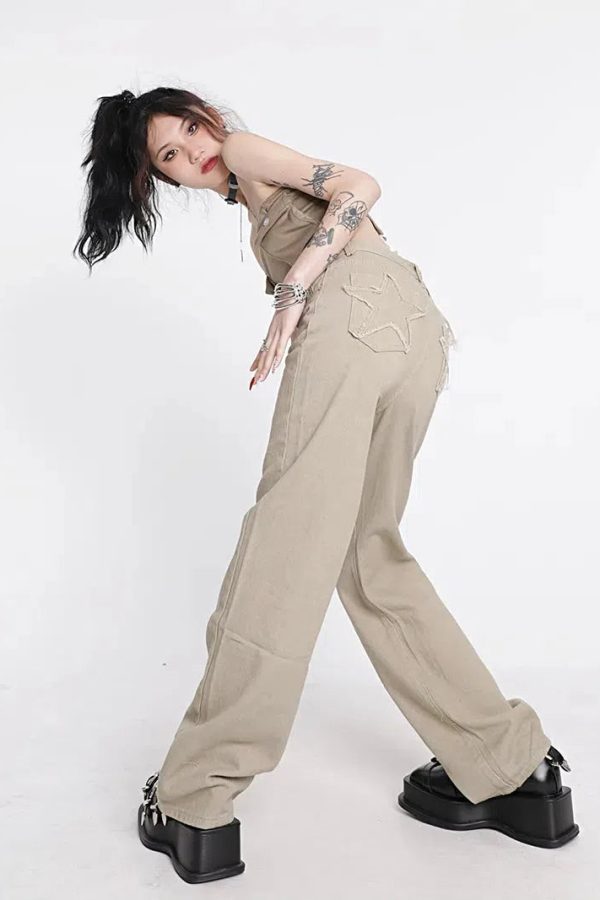 Y2K Star Pockets High Waist Jeans