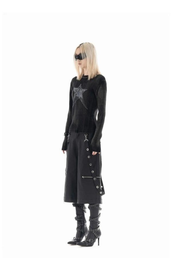 Y2K Star Tall Long Sleeve Corduroy Sweater