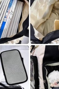 Y2K Sweet Ita Tote Bag Lolita Transparent Crossbody Lace Bow DIY Display