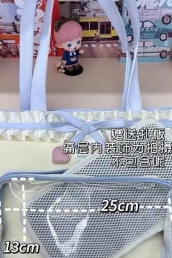 Y2K Sweet Ita Tote Bag Lolita Transparent Crossbody Lace Bow DIY Display