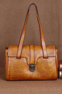 Yellow Fashion trend Paitings Calf Leather Tote Handbag