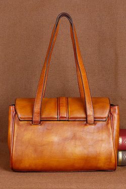 Yellow Fashion trend Paitings Calf Leather Tote Handbag