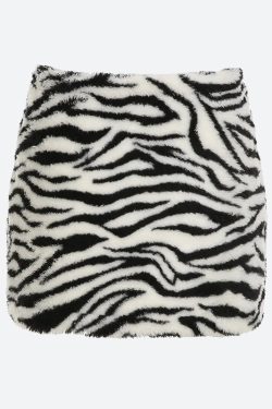 Zebra Fluffy Mini Skirt