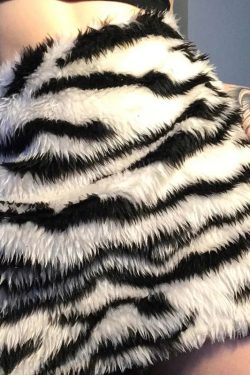 Zebra Fluffy Mini Skirt