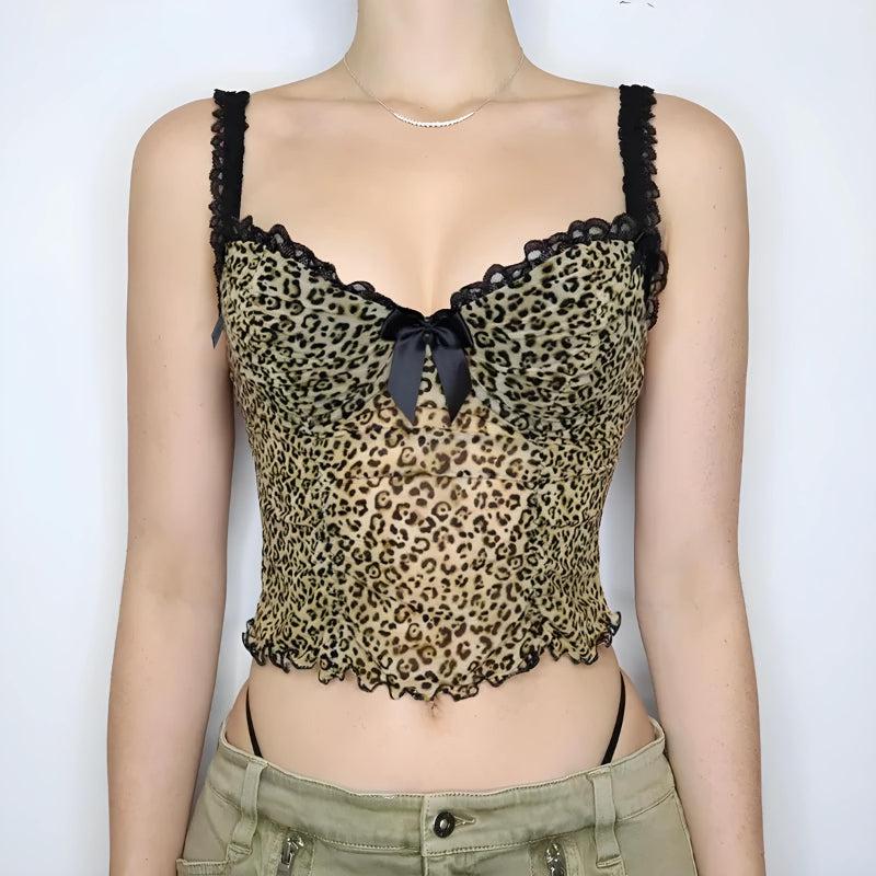 Baddie Leopard Mesh Long Sleeve Top Outfit for a Bold Fashion Statement
