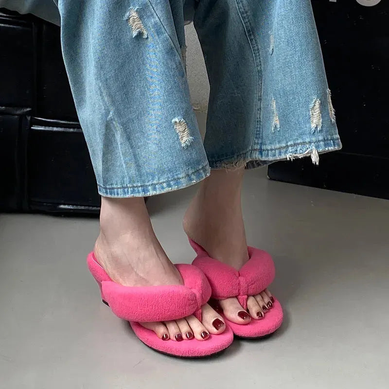 Fluffy Flip Flops: Perfect Pair for Your Cool Blue Outfit
