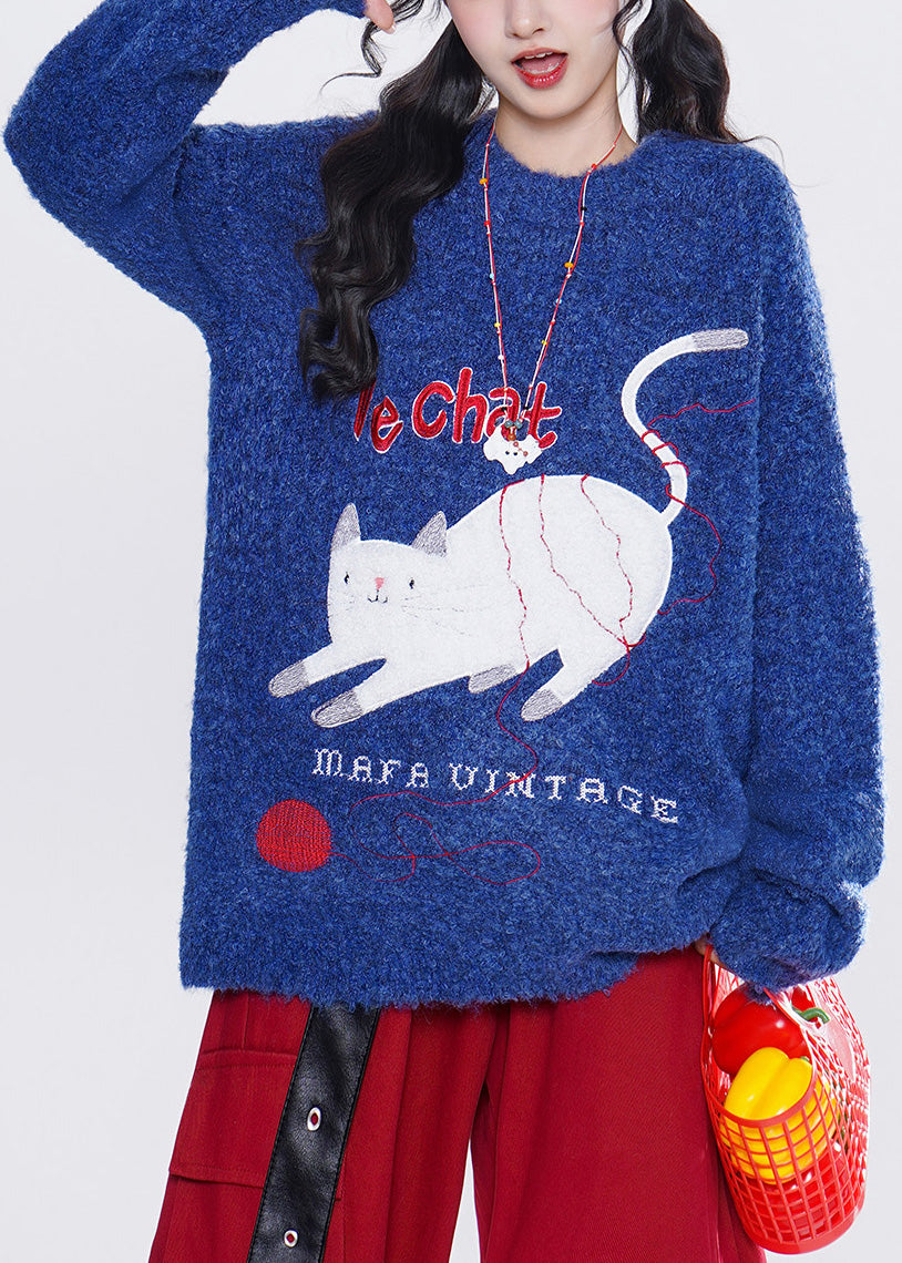 Cute Cat Knit Tops: Build Your Cool Blue Capsule Wardrobe for Winter