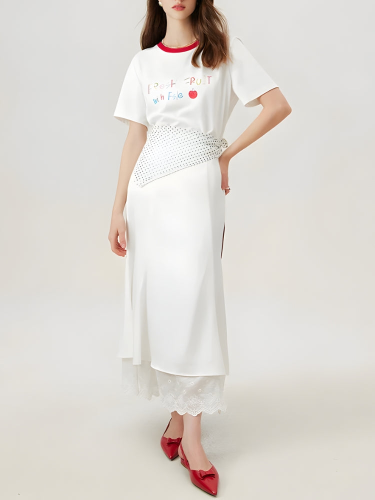 Fresh Fruit Lace Trimmed Tee for a Stylish Summer Look