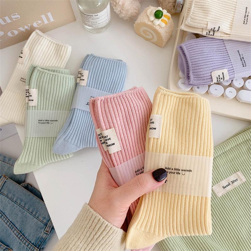 Pastel Colors Mid Cut Socks: Perfect Match for Your Color Block Party Dress