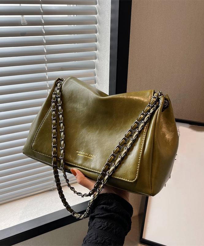 Stylish Regular Green Zippered Faux Leather Satchel Bag Outfit for You