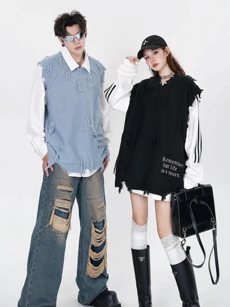 Ripped Tasseled Multipocket Vest: Stylish and Functional Fashion Essential