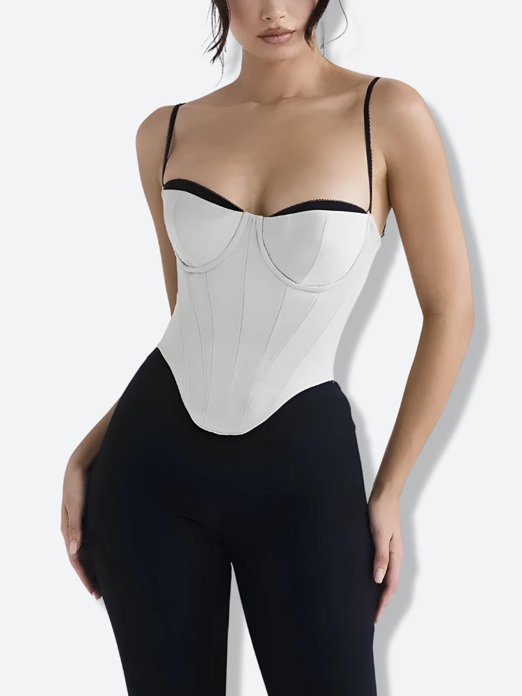 Satin Zip-up Layered Corset Top - Corset Top Outfit Women