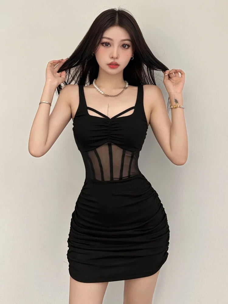 Sheer Bodice Holographic Mini Dress for a Stunning Look