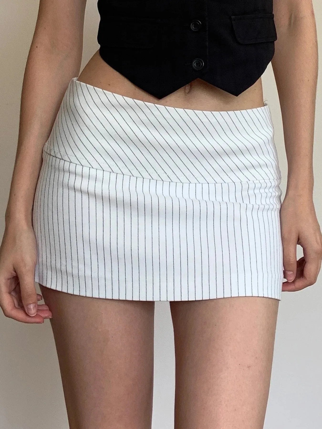 Striped Metallic Mini Skirt: Elevate Your Office Style with Chic Elegance