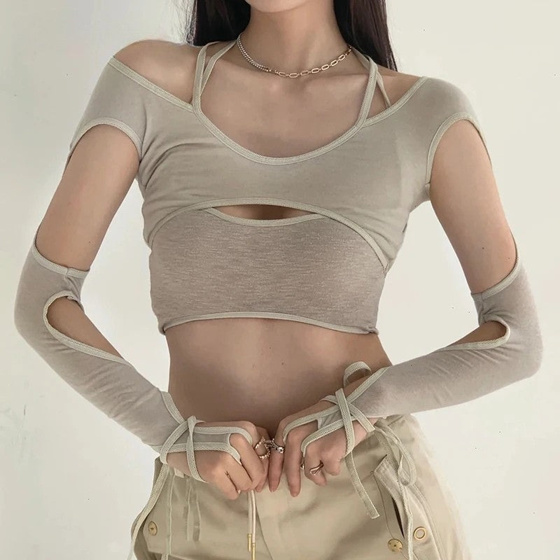 Y2k Celestial Crop Top: Trendy Cut Out Style for Fashion Enthusiasts