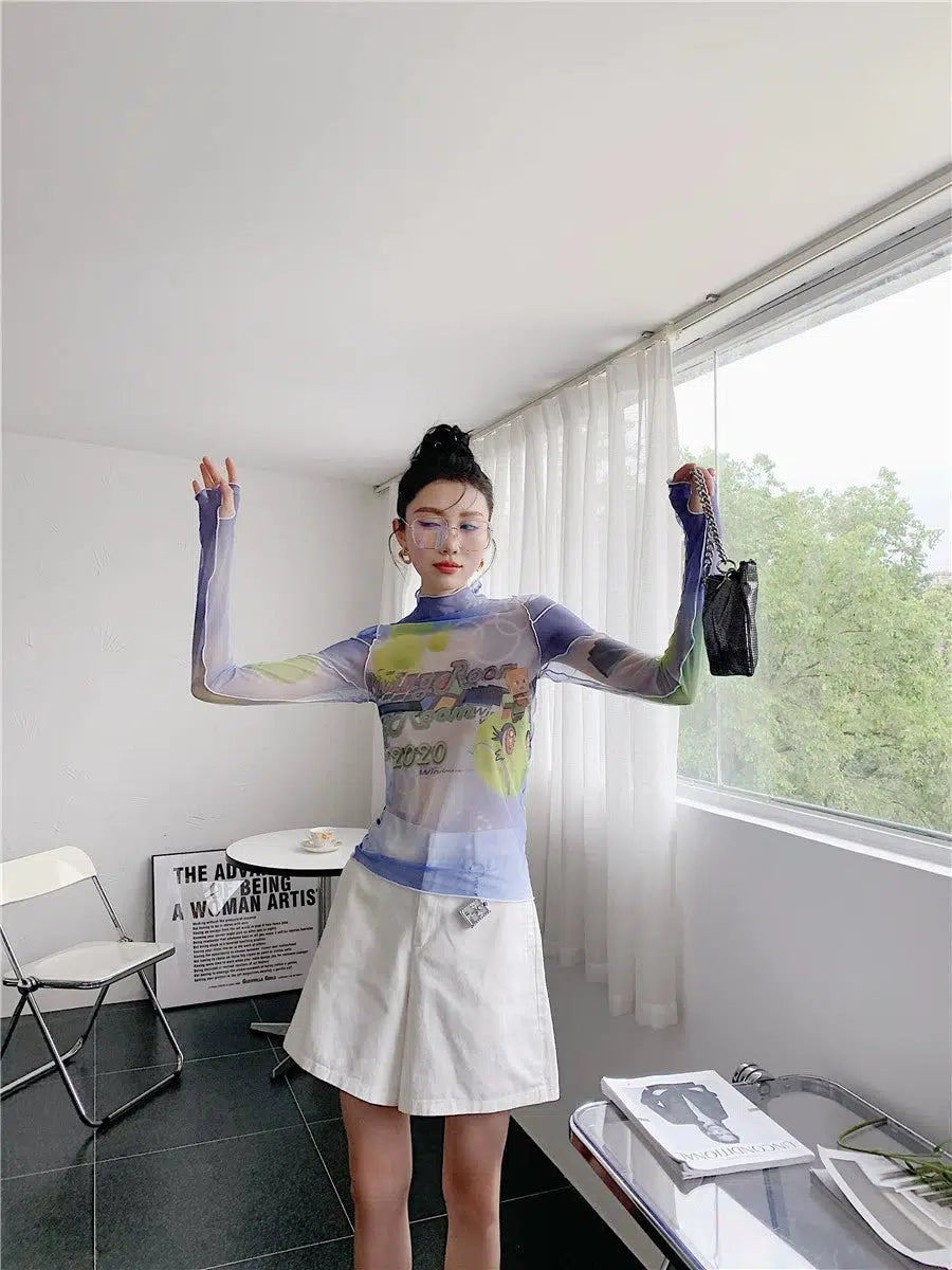 Y2k Mesh Long Sleeve Top Outfit: Trendy Style for Minecraft Fans